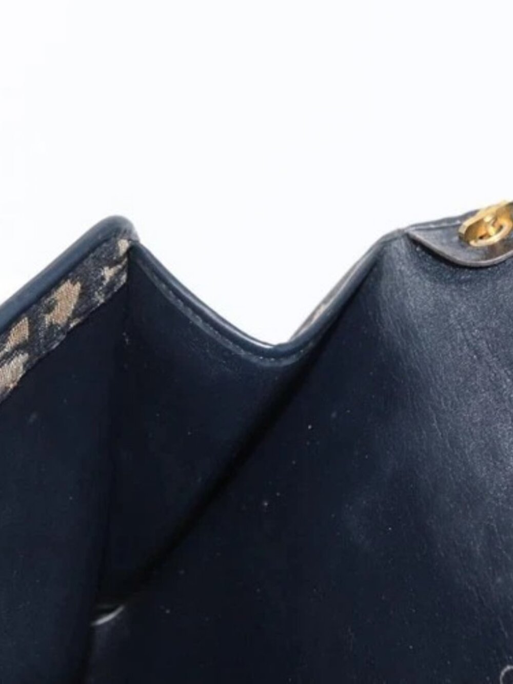 Christian Dior Trotter Canvas Shoulder Bag Navy Gold Auth BA10087 - Picture 14 of 16